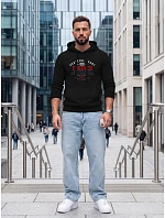 Pánska mikina s kapucňou a predným vreckom s potlačou, čierna, FashionStreet NX5150BX Pánska mikina s kapucňou a predným vreckom s potlačou, čierna, FashionStreet NX5150BX