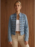 Dámska džínsová bunda Napoleonka, modrá, FashionStreet TY6045 Dámska džínsová bunda Napoleonka, modrá, FashionStreet TY6045