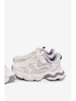 Sneakersy Dziecięce Na Grubej Podeszwie Białe Lianees