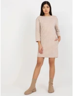 Dámske šaty LO SK LK 259.08 Béžová s bielou - Rue Paris