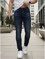 Pánske priliehavé skinny džínsy tmavomodré FashionStreet UX4491