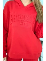 Izolovaná bavlnená súprava, mikina + nohavicami Brooklyn červený