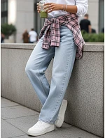 Dámske baggy fit voľné modré džínsy FashionStreet UY2925 Dámske baggy fit voľné modré džínsy FashionStreet UY2925