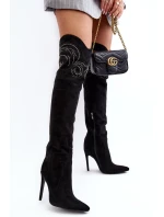 Damskie Kozaki Za Kolano Na Szpilce Czarne Vessy Damskie Kozaki Za Kolano Na Szpilce Czarne Vessy