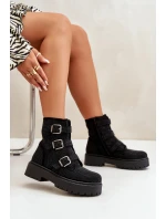 Ocieplane Botki Damskie Ze Zdobieniem Czarne Ciascia