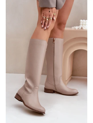 Dámske kožené vysoké topánky Zazoo 3616 Light Beige Dámske kožené vysoké topánky Zazoo 3616 Light Beige