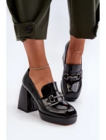 Dámske lakované topánky na vysokom podpätku Black D&A