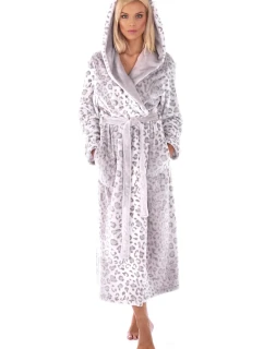 Dámsky župan 3956 irbis s kapucňou so vzorom - Vestis