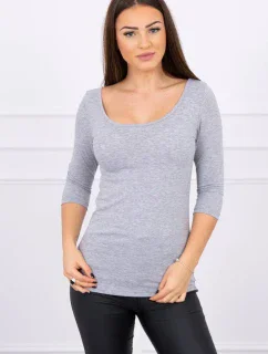 Blúzka s okrúhlym výstrihom sivá melanžová