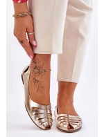 Zazoo 10009 Wygodne Skórzane Baleriny Damskie Złote