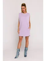 M789 Mini šaty s ramennými vypchávkami - fialové