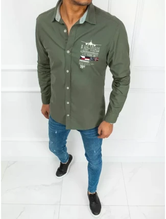 Pánska zelená košeľa FashionStreet DX2275