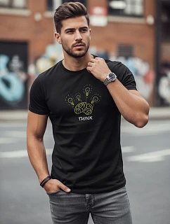 Pánske bavlnené tričko s kreatívnou potlačou čierne FashionStreet NX0149R