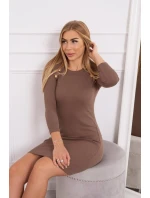 Šaty s ozdobnými gombíkmi mocca