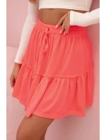 Dámska bavlnená sukňa s volánmi a elastickým pásom Pink Neon