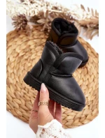 Eko Skórzane Śniegowce Dziecięce Czarne Husalta