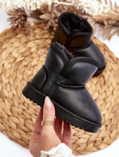 Eko Skórzane Śniegowce Dziecięce Czarne Husalta