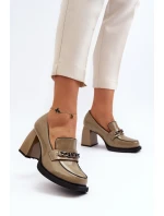 Lakierowane Czółenka Na Masywnym Obcasie Zielone Terimene