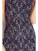 Dámske spoločenské šaty JACQUARD s kvetinovým vzorom bez rukávov sivé - Šedá / XS - Numoco Dámske spoločenské šaty JACQUARD s kvetinovým vzorom bez rukávov sivé - Šedá / XS - Numoco