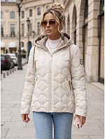 Dámska prešívaná prechodová bunda s kapucňou, svetlošedá, FashionStreet TY5884 Dámska prešívaná prechodová bunda s kapucňou, svetlošedá, FashionStreet TY5884