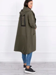 Kaki bunda s kapucňou nadmernej veľkosti