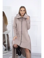Zateplené šaty s dlhšími bokmi tmavo béžové