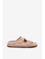 Klapki Damskie Z Klamrami I Ozdobnym Obszyciem Beżowe Visley