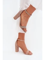 Błyszczące Sandały Damskie Na Słupku Różowe Złoto Kavina