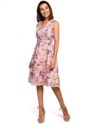 S225 Šifónové šaty s hlbokým výstrihom - model 2