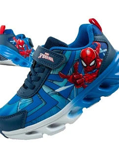 Leomil Detská športová obuv Spiderman Ľahké tenisky na suchý zips LED Blue