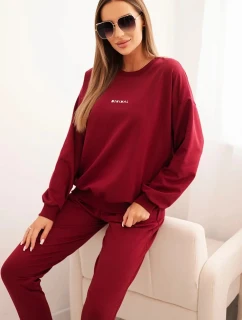 Dámska bavlnená súprava s potlačou Minimal burgundy