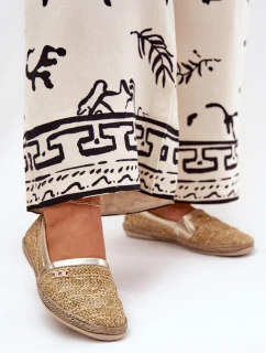 Elegantné kožené espadrilky s úpletom béžovo-zlaté Zazoo 10178