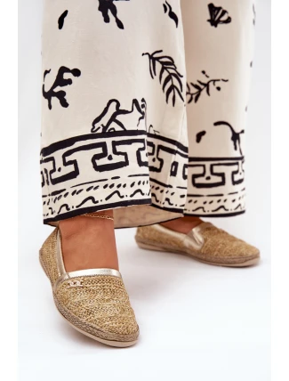 Elegantné kožené espadrilky s úpletom béžovo-zlaté Zazoo 10178 Elegantné kožené espadrilky s úpletom béžovo-zlaté Zazoo 10178