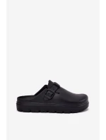 Piankowe Klapki Damskie Z Paskiem I Klamrą Czarne Larinie