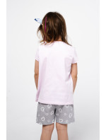 Noelia dievčenské pyžamo s krátkym rukávom a krátkymi nohavicami - svetlo ružová/potlač