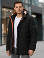 Pánska zimná bunda s kapucňou čierna FashionStreet TX4992 Pánska zimná bunda s kapucňou čierna FashionStreet TX4992