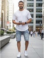 Pánske džínsové šortky s odretou modrou FashionStreet SX2578