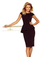 Elegantné čierne dámske midi šaty s volánikmi model 6332290