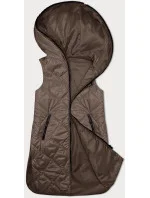 Tmavobéžová dámska vesta s ozdobným prešívaním (B8230-12) Tmavobéžová dámska vesta s ozdobným prešívaním (B8230-12)