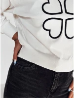 Dámsky vyšívaný sveter Love CLOVER white FashionStreet MY2337