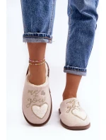 Damskie Klasyczne Kapcie Wsuwane Ocieplane Beżowe Mabira