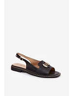 Dámské sandály na nízkém podpatku s ozdobou S.Barski KV61-6037 Černé