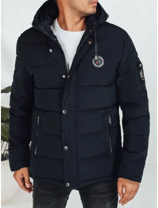 Pánska prešívaná zimná bunda s kapucňou FashionStreet navy blue TX5054