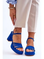 Damskie Zamszowe Sandały Na Obcasie I Platformie Niebieskie Verda