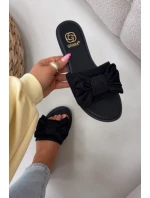 Dámské pantofle na nízkém podpatku s mašlí Černé Amivelle