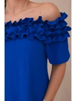 Španielska blúzka s malým volánom v chrpovo modrej farbe Španielska blúzka s malým volánom v chrpovo modrej farbe