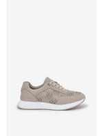 Skórzane Buty Sportowe Sneakersy Damskie S.Barski LR51-551 Beżowe