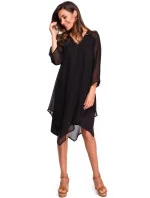 Dámske šifónové šaty s asymetrickým lemom S159 black - Stylove Dámske šifónové šaty s asymetrickým lemom S159 black - Stylove