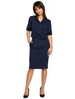 Dámske šaty B056 Tmavomodrá - BeWear Dámske šaty B056 Tmavomodrá - BeWear