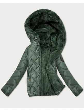 Dámska bunda S'West v khaki farbe s umelou kožušinou (B8389-11011) Dámska bunda S'West v khaki farbe s umelou kožušinou (B8389-11011)